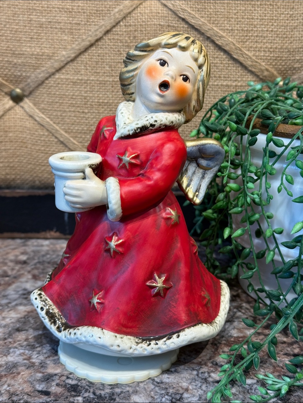Goebel Porcelain Musical Angel Candleholder